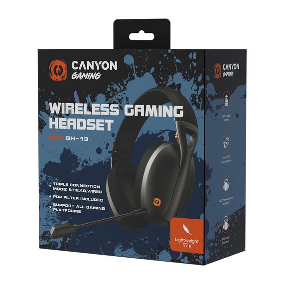 Навушники Canyon GH-13 Ego Wireless Gaming 7.1 Black (CND-SGHS13B) | Зображення 7