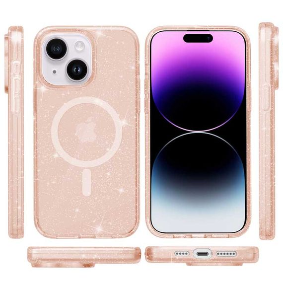 Чехол TPU Galaxy Sparkle (MagFit) для Apple iPhone 15 Plus (6.7") Gold+Glitter | Зображення 1