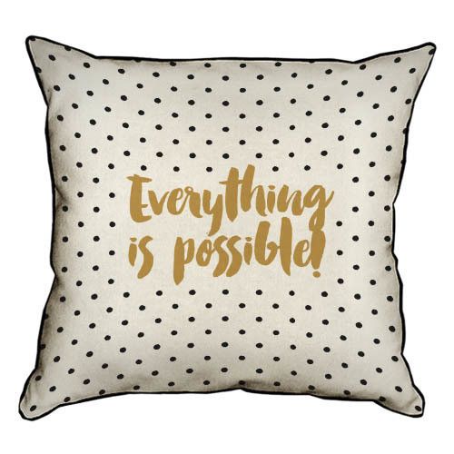 Подушка з мішковини Everything is possible! 45x45 см (45PHB_17L011_WH)