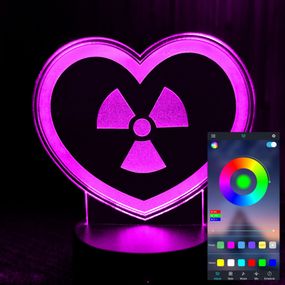 Акриловый светильник-ночник управление с телефона Сердце Радиация tty-n001156