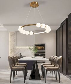 Люстра світлодіодна підвісна LED світильник для квартири на стелю лед 27209 Латунь 25-140х62х62 см.