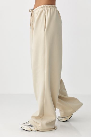 Спортивні штани з плюшевим начісом - бежевий цвет, M (є розміри) | Зображення 4