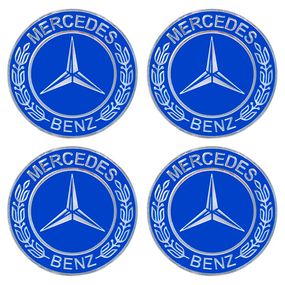 Наклейки на ковпаки "MERCEDES" сині з колоском, діам. 90 мм (4 шт.)