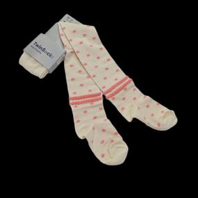 Колготки детские  для девочки в горох TwinSocks, молочный