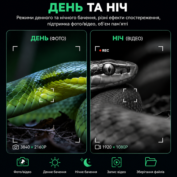Цифровой бинокуляр ночного видения INSKAM с 4" IPS экраном, ИК-подсветкой и 10х зумом. Цифровой прибор ночного видения | Зображення 9