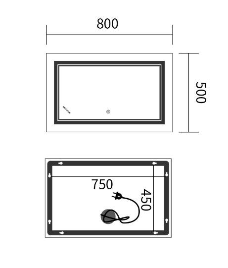 Дзеркало Mixxus Premium QUADRO MR20-50x80-REVERSE (LED Touch, Anti-fog) (MP6620) | Зображення 1