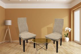 Жаккардовые чехлы на стулья Volna без юбки Бежевые