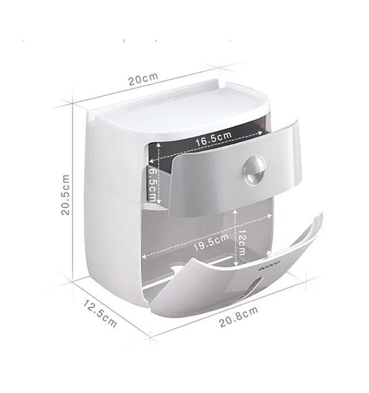 Держатель туалетной бумаги Ecoco настенный с полкой для телефона - White Grey | Зображення 6