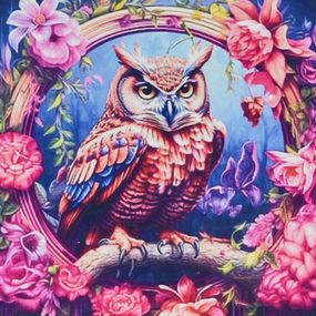 Алмазная мозаика "Сова в цветах" HEE13838 30х30 см