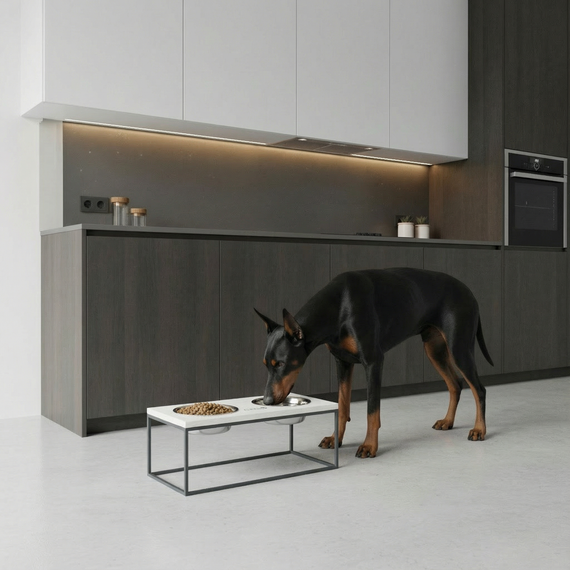 Миски на подставке для больших собак Hollky Base XL20 (2 × 1,8 л) BXL20-522620-GRWH | Зображення 1