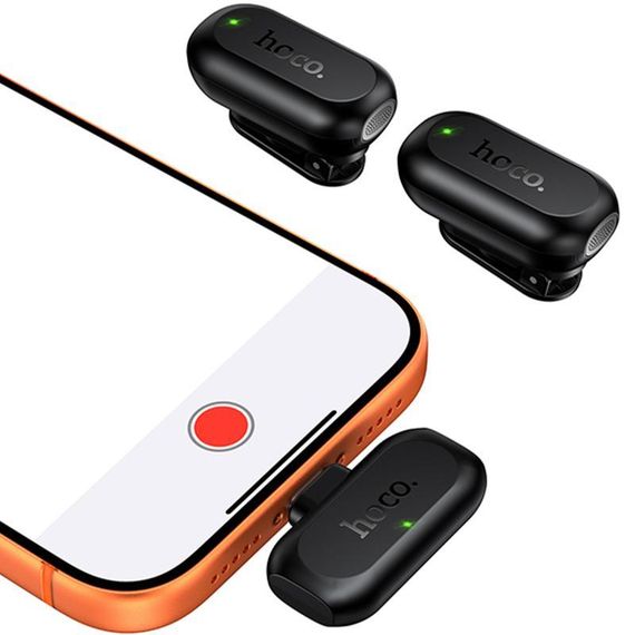 Петличний бездротовий мікрофон Hoco L26 Dual-mic Smart AI (Type-C) Black | Зображення 3