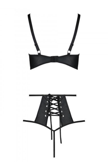 Розпродаж!!! Комплект з екошкіри Passion Tamaris Set black L/XL, бюстгальтер та трусики Sex Aura | Зображення 3