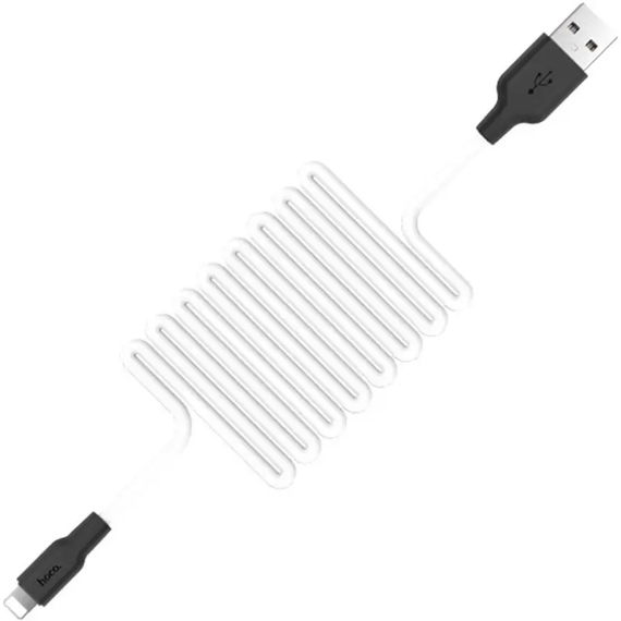 Кабель Hoco X21 Plus Silicone Lightning (2m) білий з чорним, кабель для айфона, шнур зарядки | Зображення 2