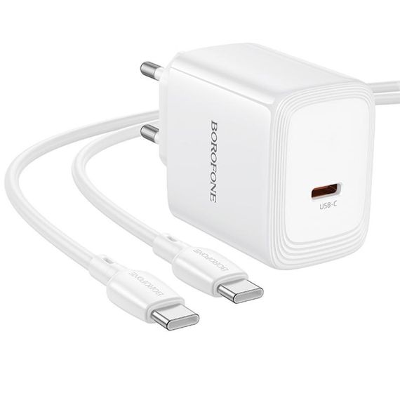 СЗУ Borofone BN33 Fuente PD40W (1USB-C) + кабель Type-C to Type-C White | Зображення 4