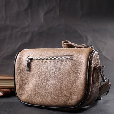 Сумка Vintage Напівкругла крос-боді жіноча з натуральної шкіри Бежева (22392) | Зображення 3