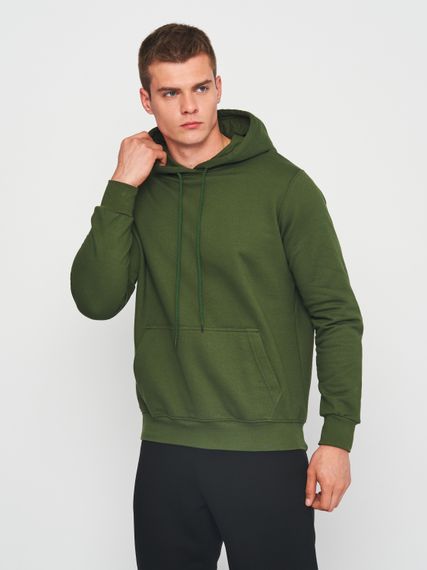 Худі чоловічий однотонний оливковий, XL