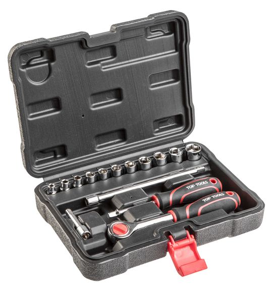 Набір ключів торцевих гайкових ключів Top Tools 1/4" 15 предметів 38D525