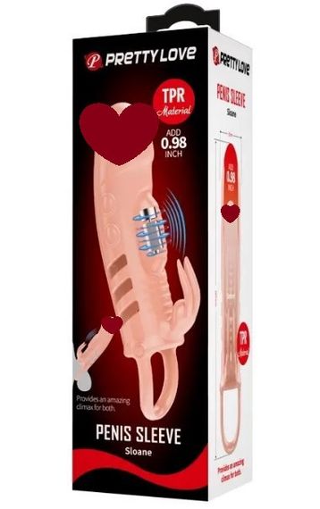 Подовжувальна насадка з вібростимуляцією (на 2,5 см) PRETTY LOVE — PENIS SLEEVE Sloane Sex Aura