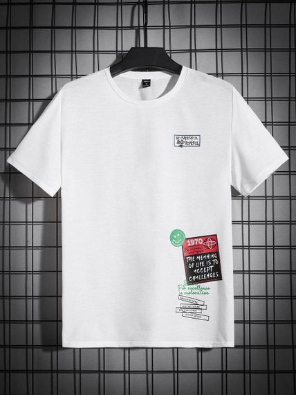 Футболка мужская с принтом повседневная XL Белая