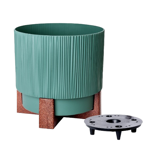 Вазон Осло зі вставкою та декоративною підставкою 20см зелений Алеана