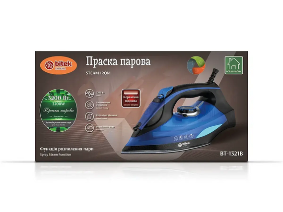 Праска парова з керамічною підошвою 3200Вт BITEK BT-1321B