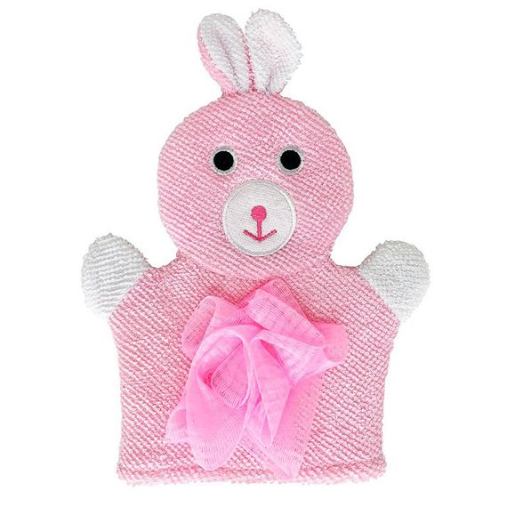 Мочалка-перчатка для купания малышей MGZ-0911(Pink) Зайка