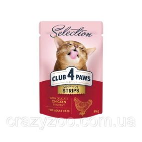 Влажный корм для котов Club 4 Paws Selection полоски с курицей в соусе 85 г B5631801