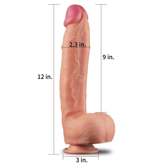 Фалоімітатор - Dual-Layered Silicone Cock 12" Flesh Sex Aura | Зображення 7