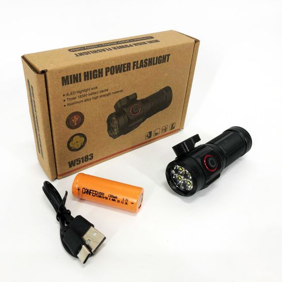 Алюмінієвий ліхтар 18650 W5183-4XHP360, Ліхтар водозахищений Компактний акумуляторний LT-83 | Зображення 6