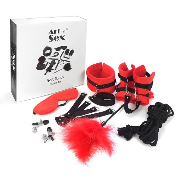 Набір БДСМ Art of Sex Soft Touch BDSM Set 9 предметів Червоний | Зображення 3
