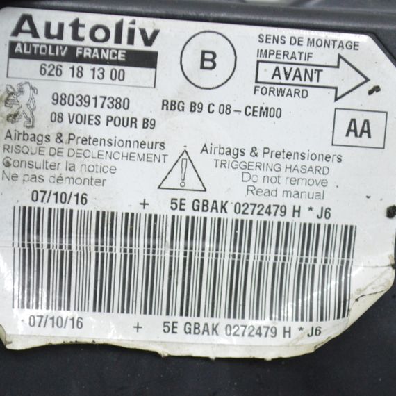 Блок управління SRS Airbag Peugeot Partner B9 2008 -... Блок управління керування Пежо Партнер Б9 9803917380 626181300 | Зображення 2