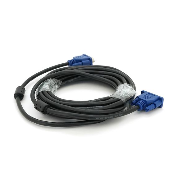 Кабель Merlion VGA 3 + 2 5m, male to male (тато-тато), 2 фериту, чорно-синій, пакет Q100 | Зображення 1