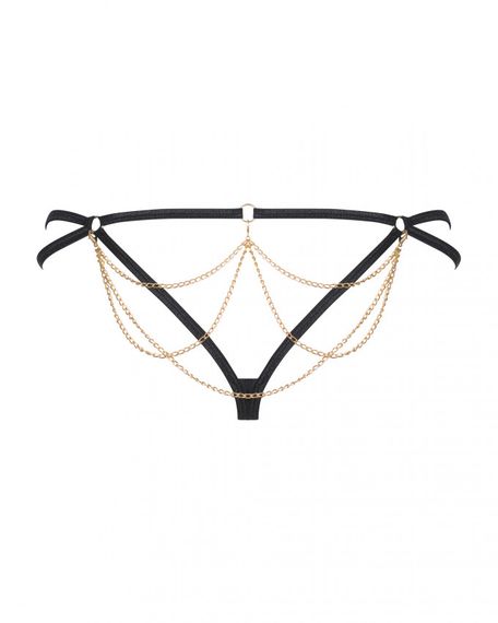 Трусики стрінги з ланцюжками Obsessive Pantheria thong black L/XL | Зображення 5