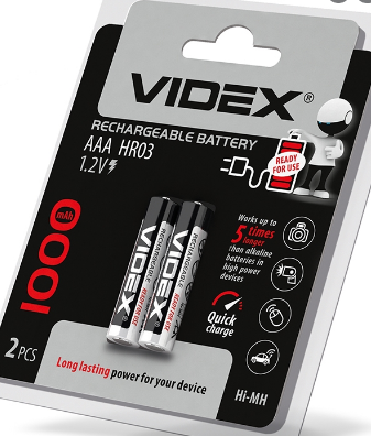 Акумулятор AAA/HR03 1000 mAh (бл-2шт) Videx