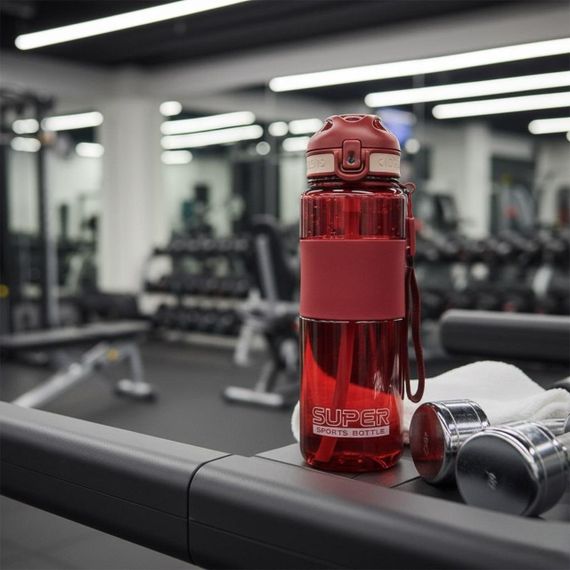 Спортивная бутылка KANGZYUAN 700 мл - Красная Tritan BPA-free, ударопрочная эко-бутылка с ремешком | Зображення 7