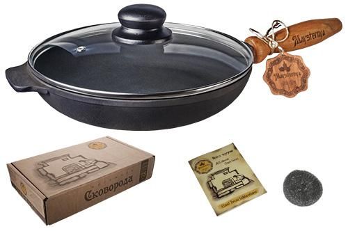 Сковорода чавунна "Наша Майстерня" Ø26см зі скляною кришкою | Зображення 1
