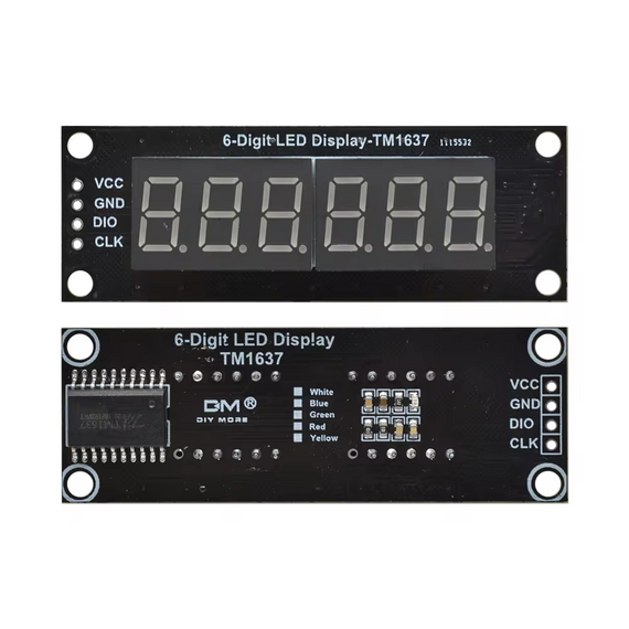 Дисплей светодиодный семисегментный шестиразрядный TM1637 Diymore 0,36" Зеленый