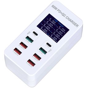 Сетевое зарядное устройство на 8 разъемов Addap WLX-A8T: Type-C + USB-A с поддержкой PD 3.0 и QC 3.0 быстрой зарядки