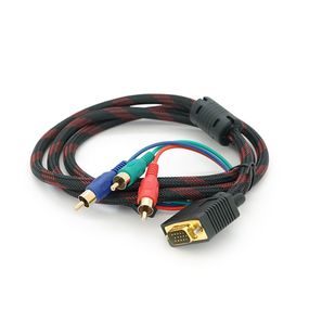 Кабель VGA (папа)-3RCA (папа) 1.5m,Black/Red,оплетка,пакет