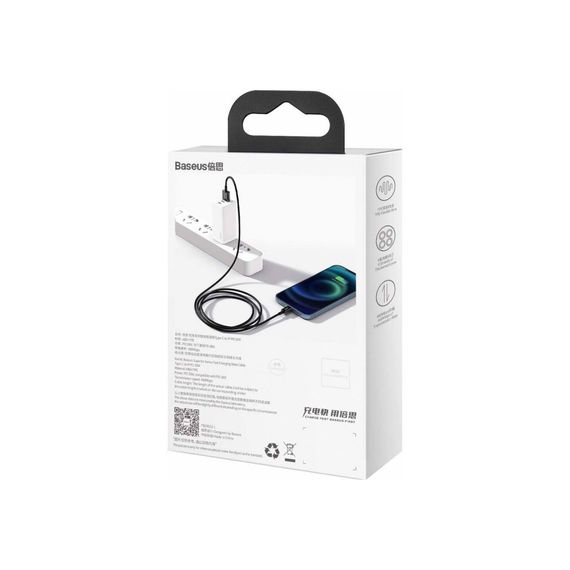Дата кабель USB 2.0 AM to Lightning 1.0m 2.4A Superior Series Black Baseus (CALYS-A01) | Зображення 3