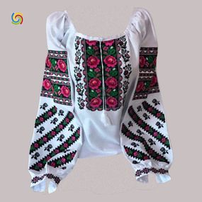 Рубашка Украинская вышиванка 21964 цвет белый размер M/L