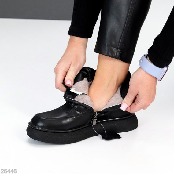 Крутые спортивные зимние черные ботинки натуральная кожа на липучках | Зображення 9