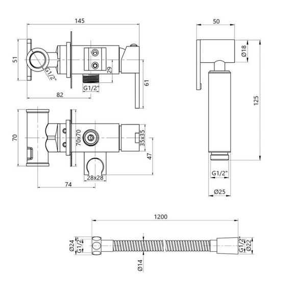 Набор для гигиенического душа Qtap Inspai-Varius прямоугольный QTINSVARCRMV00440201 Chrome | Зображення 1