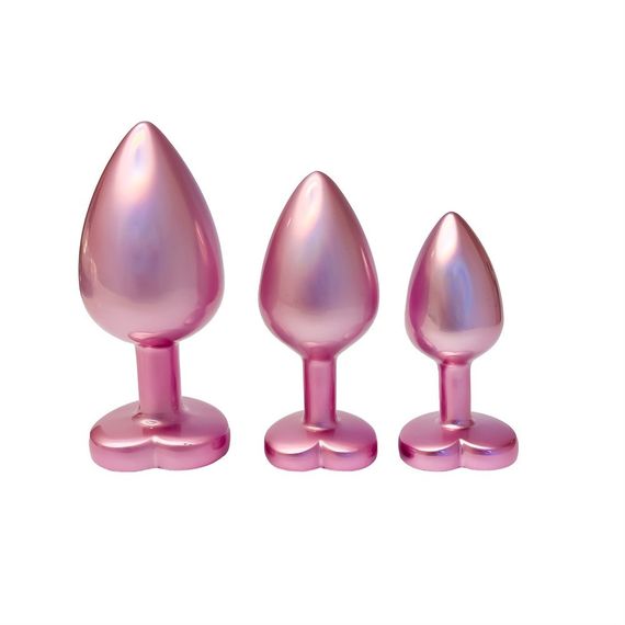 Набор из трёх анальных пробок Dream Toys Gleaming Love, размеры S, M, L, перламутрово-розовый Sex Aura