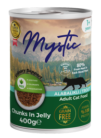 Вологий корм Mystic для КОТІВ шматочки ФОРЕЛІ в желе 400г конс.