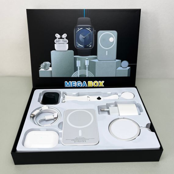 Комплект Megabox 6в1 - Watch 9 / Air Pro 2 / Battary Pack / MagSafe / 20W Type-С / Кабель 3х / Ремінець (Білий) UA | Зображення 7