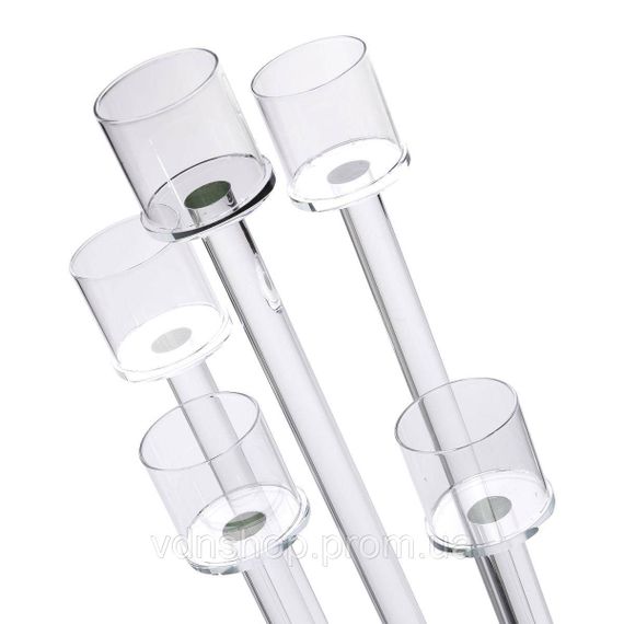 Підсвічник скляний на 5 свічок 20×56.5 см підсвічник декоративний прозорий на ніжці HP-4-16 | Зображення 2