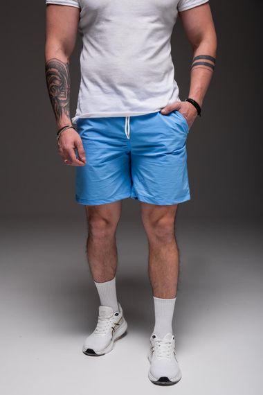 Мужские шорты из плащевки внутри с сеткой RA2031/1  цвет голубой, размер XL