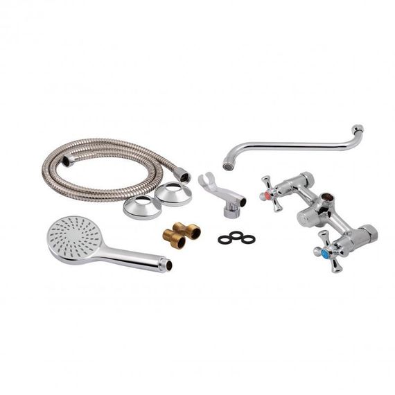 Смеситель для ванны Lidz Lamb 1401 с поворотным изливом двухвентильный (c душевым гарнитуром) LDLAM1401CRM22017 Chrome | Зображення 4