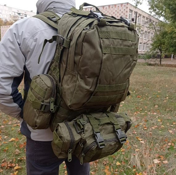 Військовий рюкзак Модульний на 50 л олива Тактичний похідний рюкзак 4в1 для військовослужбовців   знижка | Зображення 7